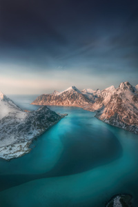 Lofoten From The Air Norway (1440x2560) Resolution Wallpaper