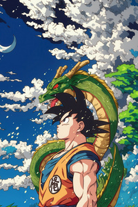 Son Goku And Shenron (720x1280) Resolution Wallpaper