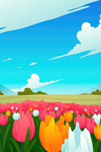 Tulip Flowers Digital Art (1080x2160) Resolution Wallpaper