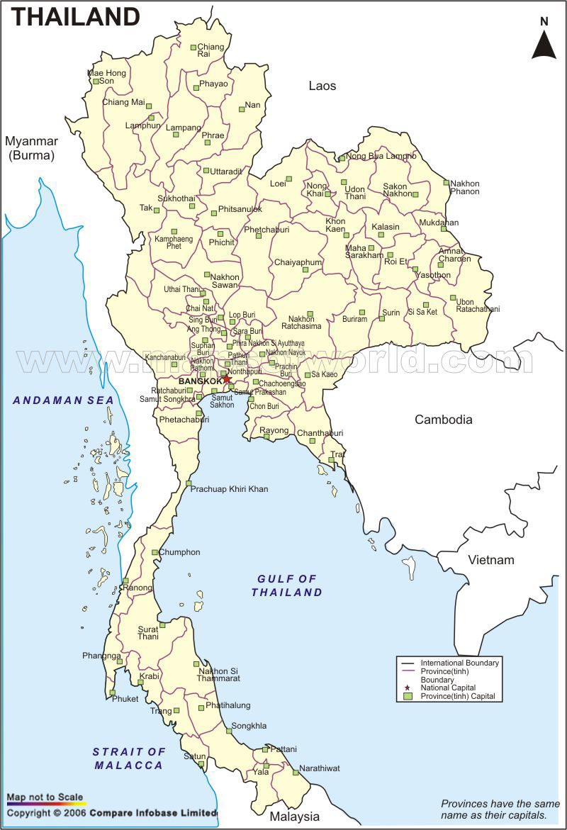 Large Detailed Map Of Thailand