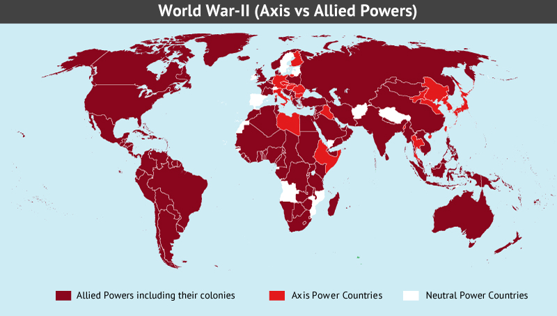 World War 2 Map Allies Axis Neutral