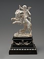 Cupid on a lion, Mattheus van Beveren (Flemish, Antwerp ca. 1630–1690 Brussels), Statuette: ivory; base: wood, ebony and ivory, Flemish