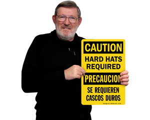 Caution Hard Hat Required Sign