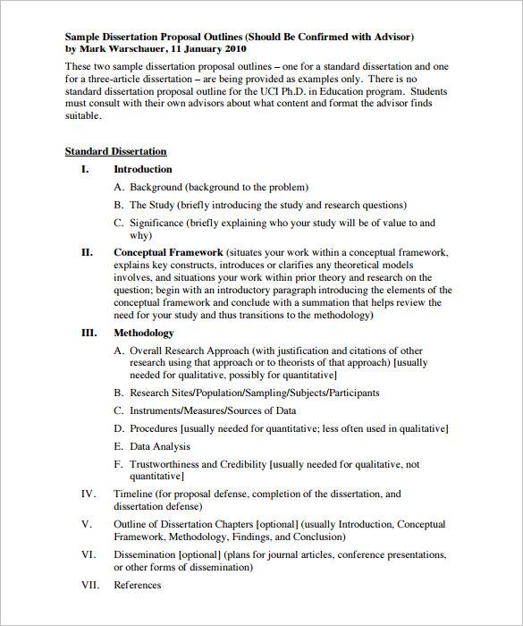 sample dissertation proposal outline template