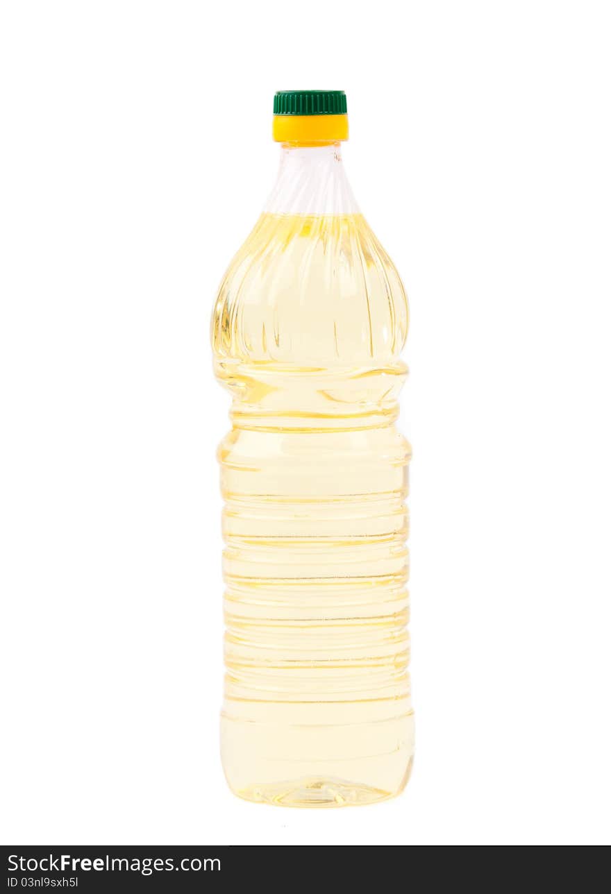 Bottle of oil on a white background