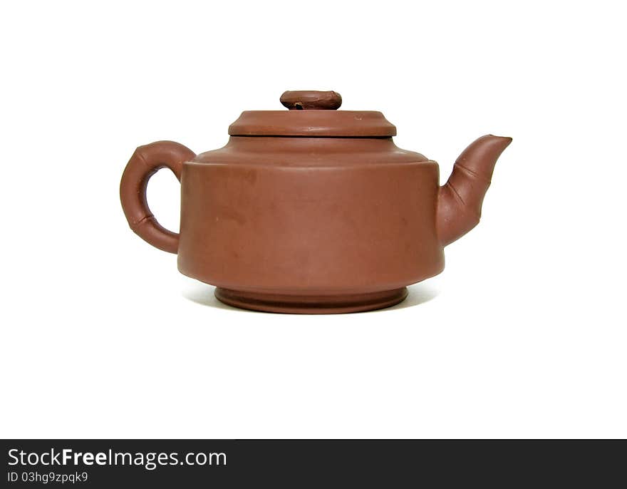 Tea kettle brown on a white background