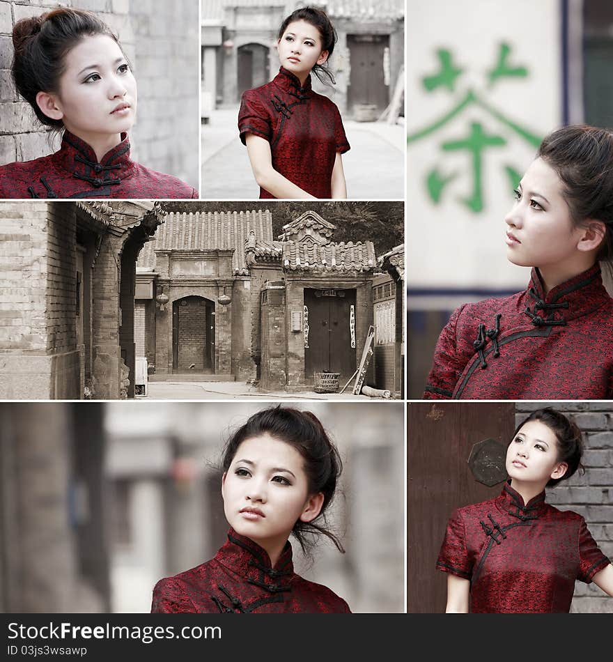 Chinese cheongsam beauty in alley