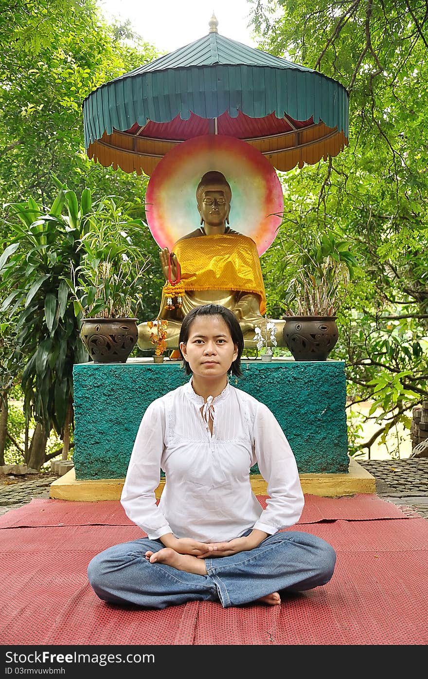 Asian thai lady in meditate posture. Asian thai lady in meditate posture