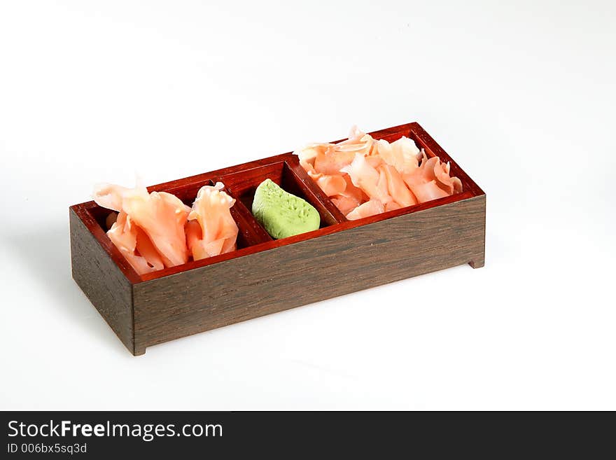 Sushi platter on white background