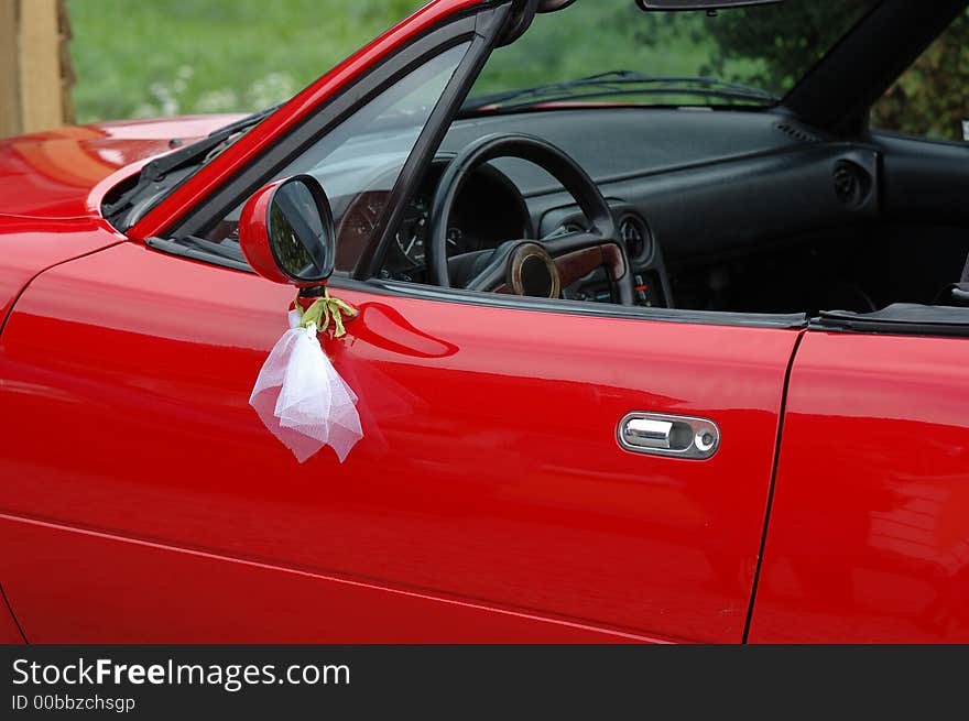 Red wedding car