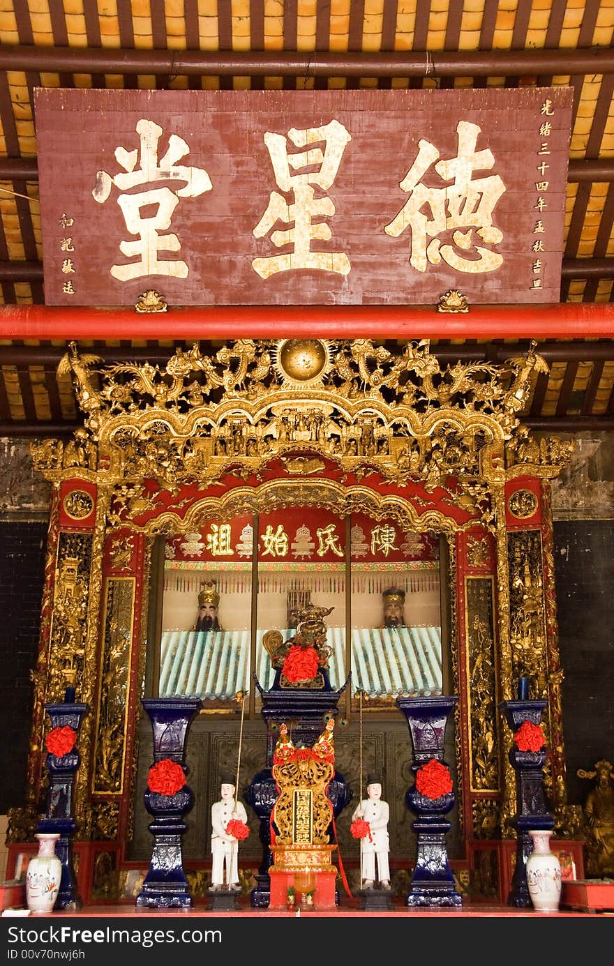 Very detailed and old chinese temple altar