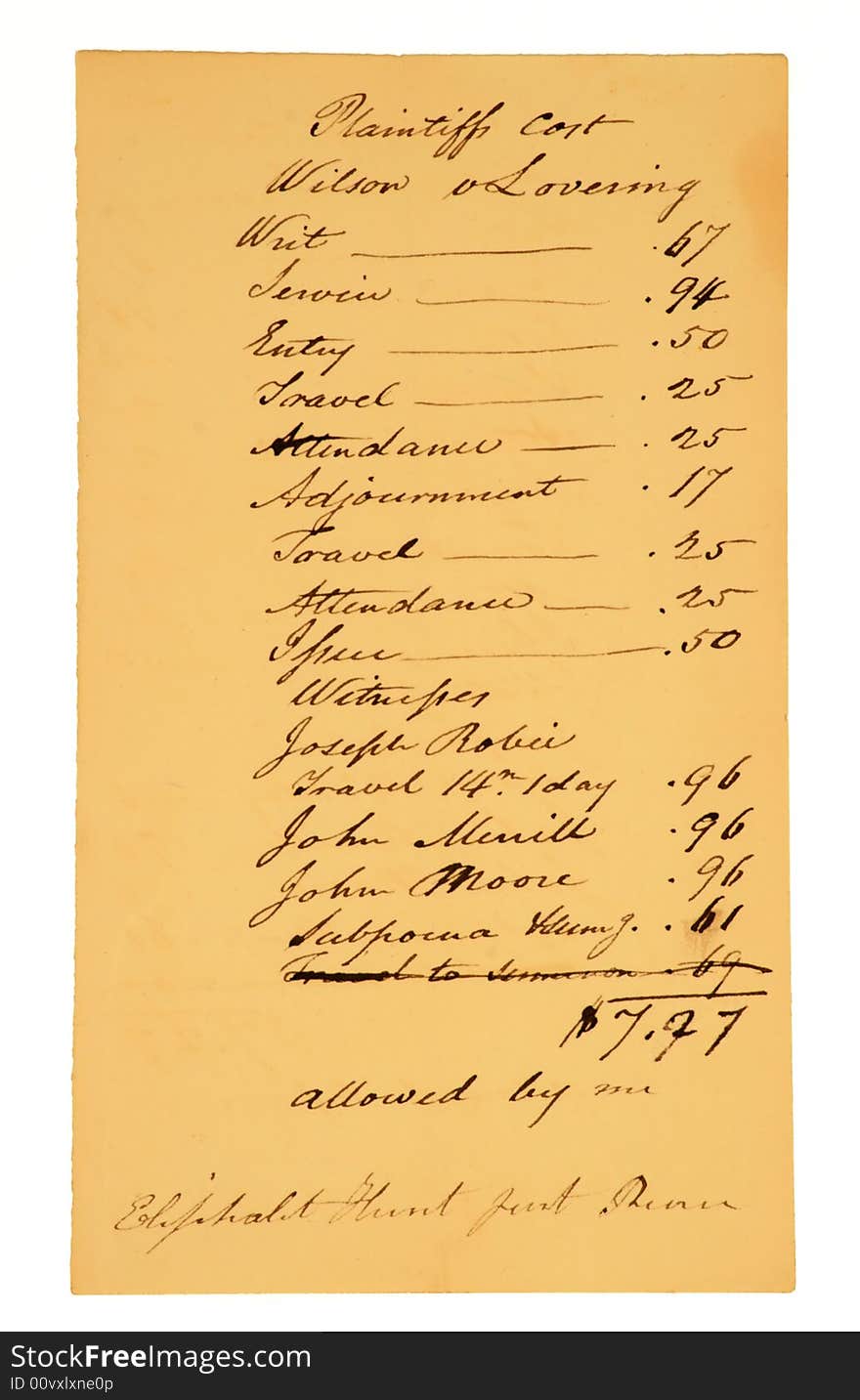 Early legal invoice for services rendered, not dated but from early 1800s. Early legal invoice for services rendered, not dated but from early 1800s.