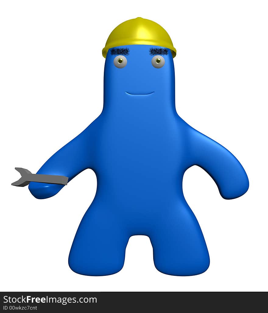 A 3D cartoon blue guy with a hardhat and wrench, gret for an under constuction web page. A 3D cartoon blue guy with a hardhat and wrench, gret for an under constuction web page.