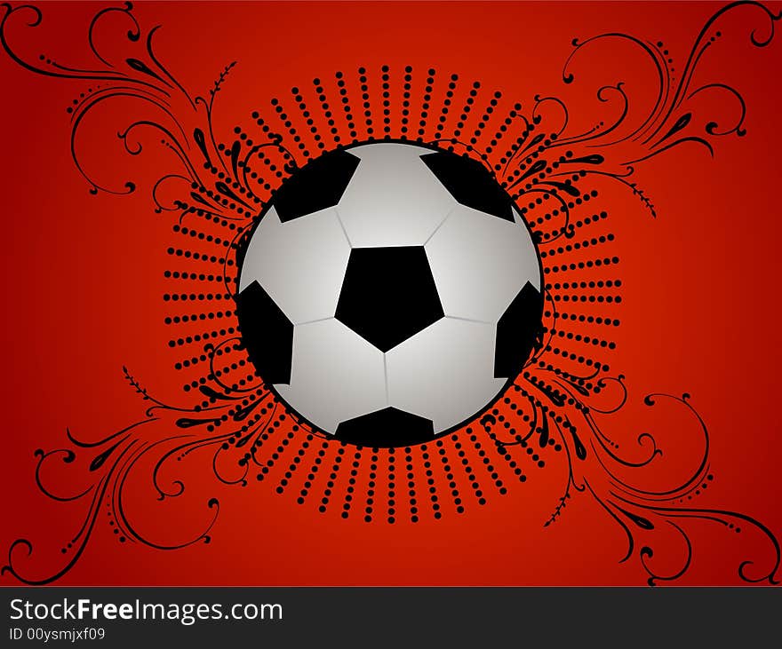 The football on floral background