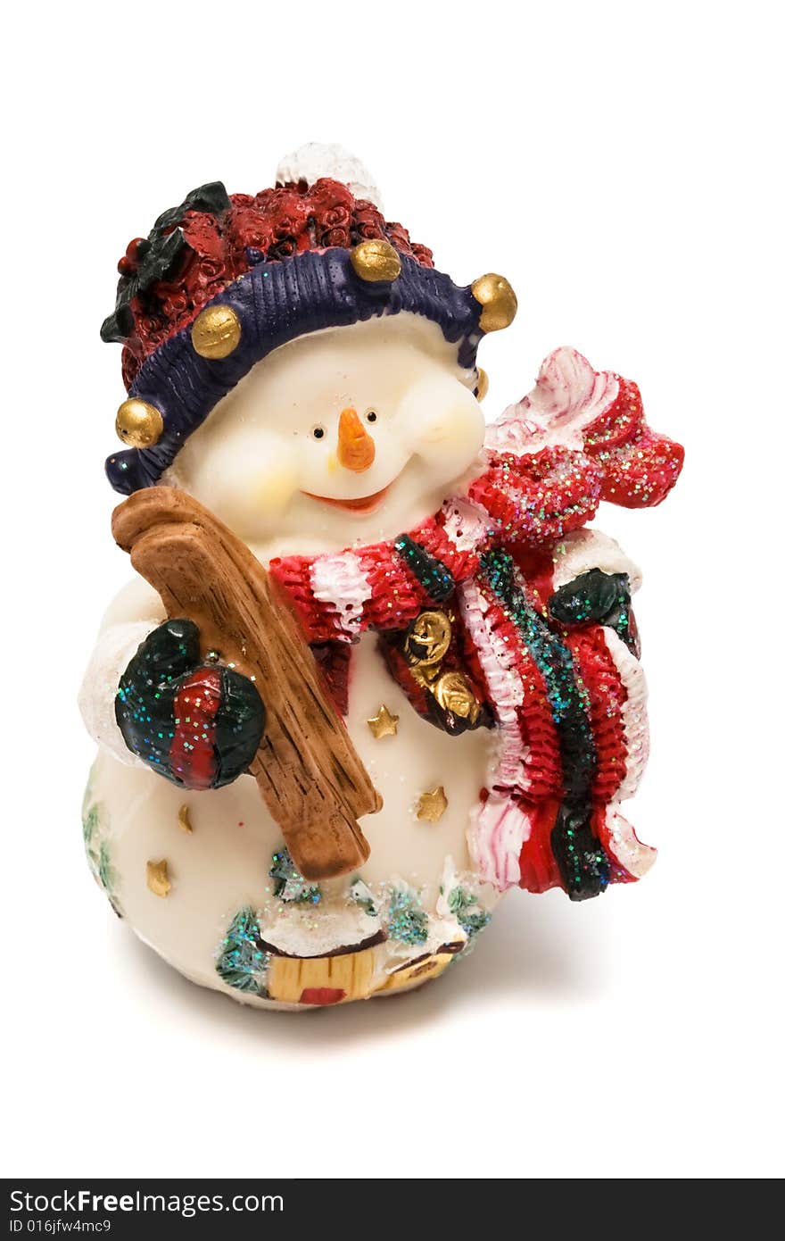 Figurine of a snowman on a white background