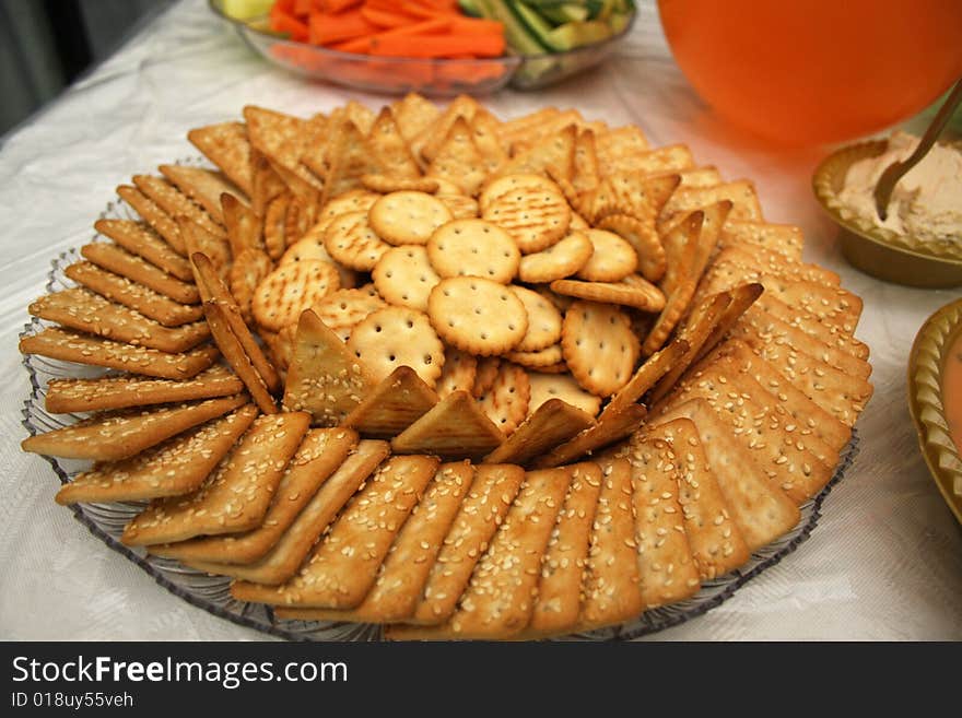 Crackers Arranged on a Platter. Crackers Arranged on a Platter