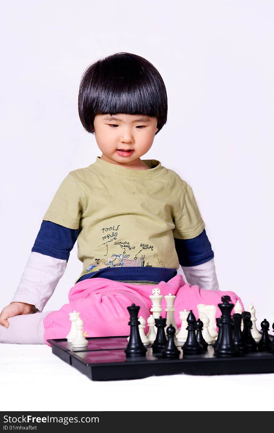 Girl playing chess