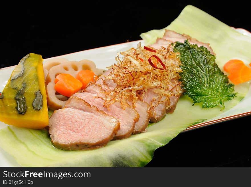 Japanese meat on white table