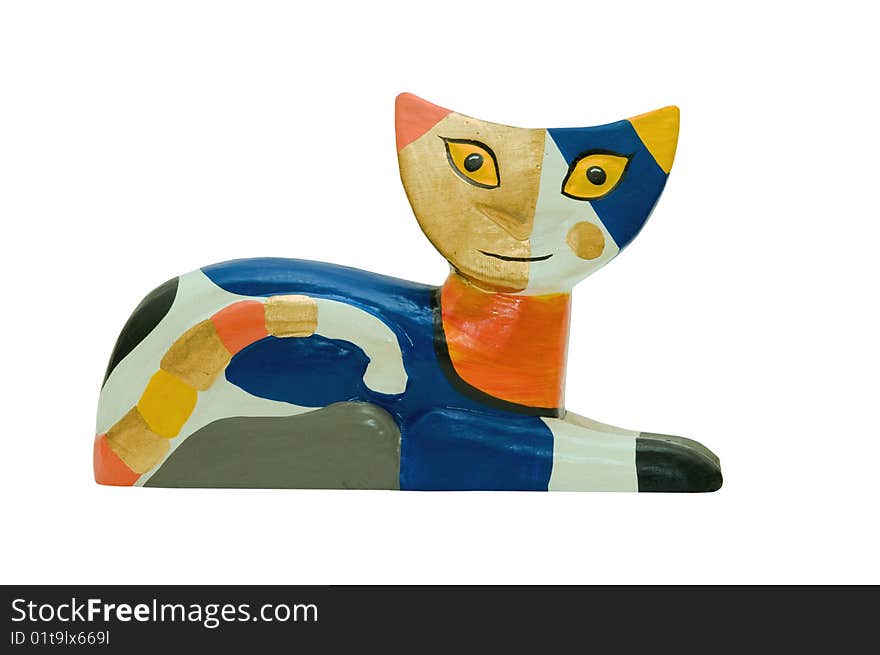 Wooden cat figurine