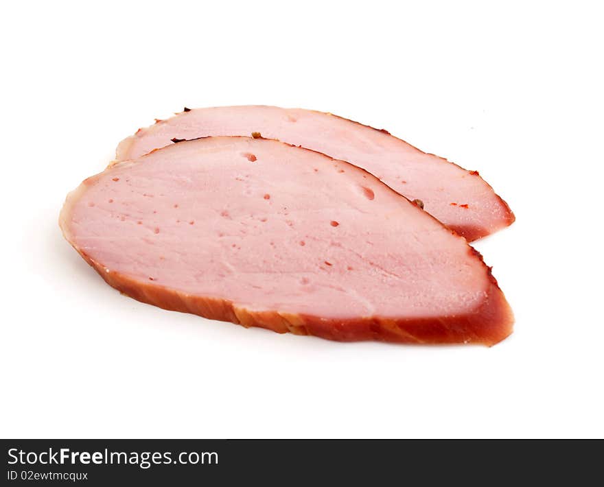 Meat smoked on a white background