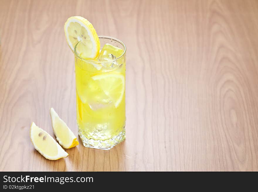 Glass of lemon beverage