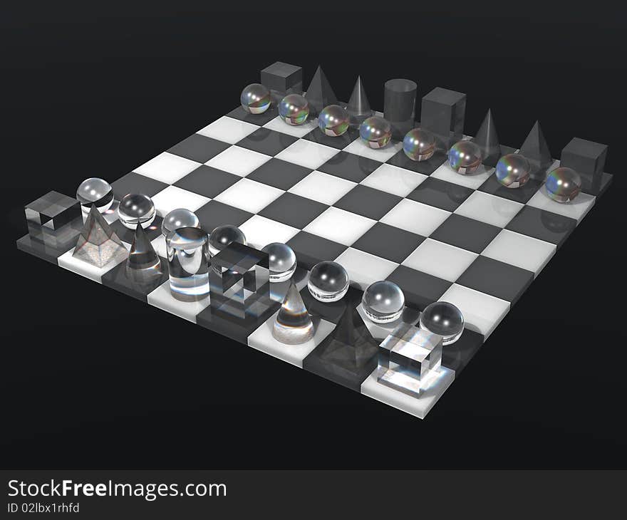 Glass chess board and chess set