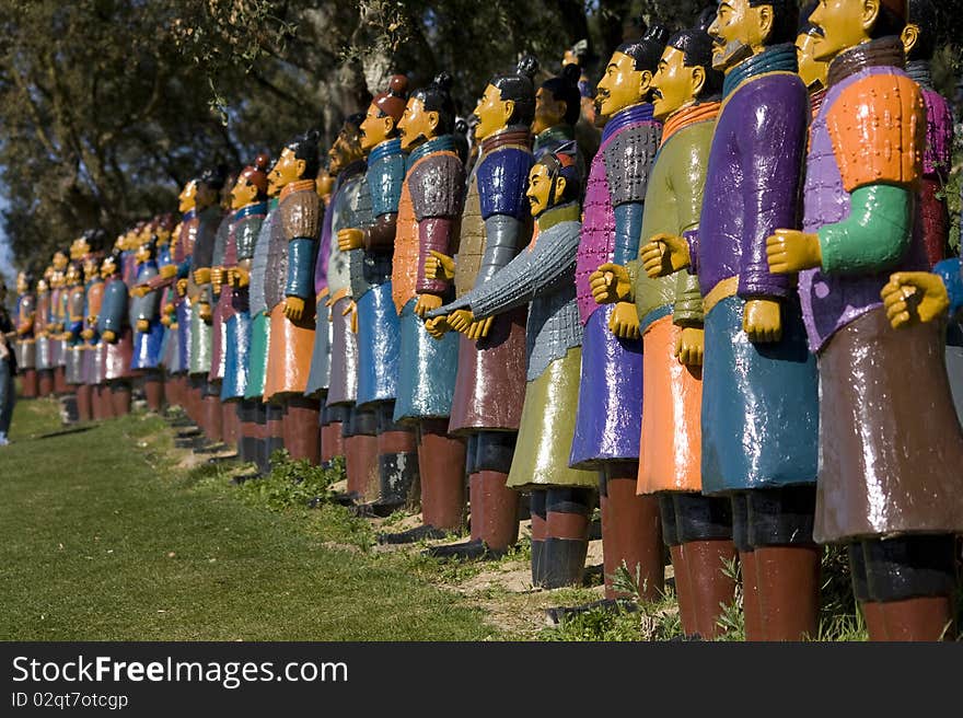 One chinese army represented by clay statues. One chinese army represented by clay statues