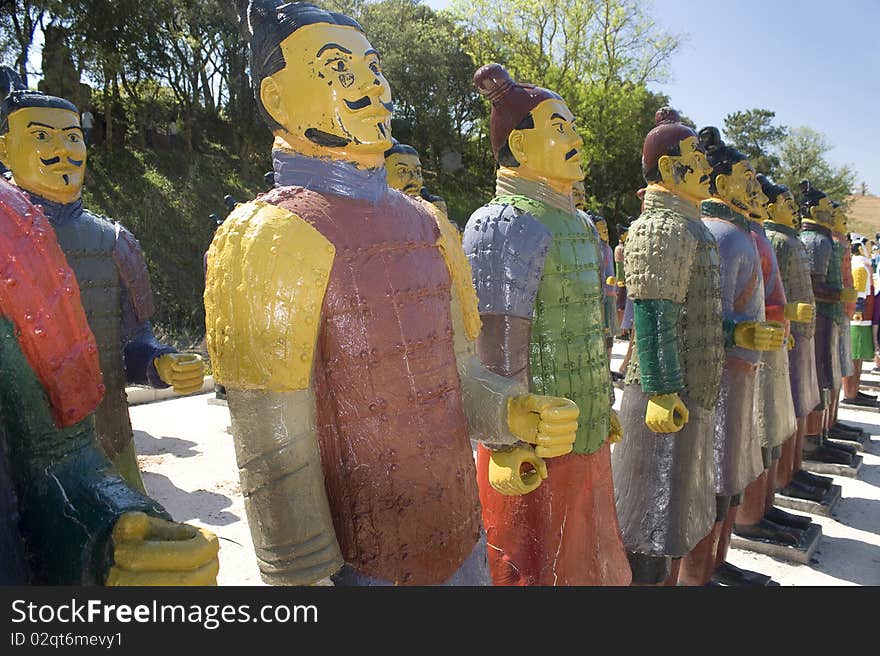 One chinese army represented by clay statues. One chinese army represented by clay statues