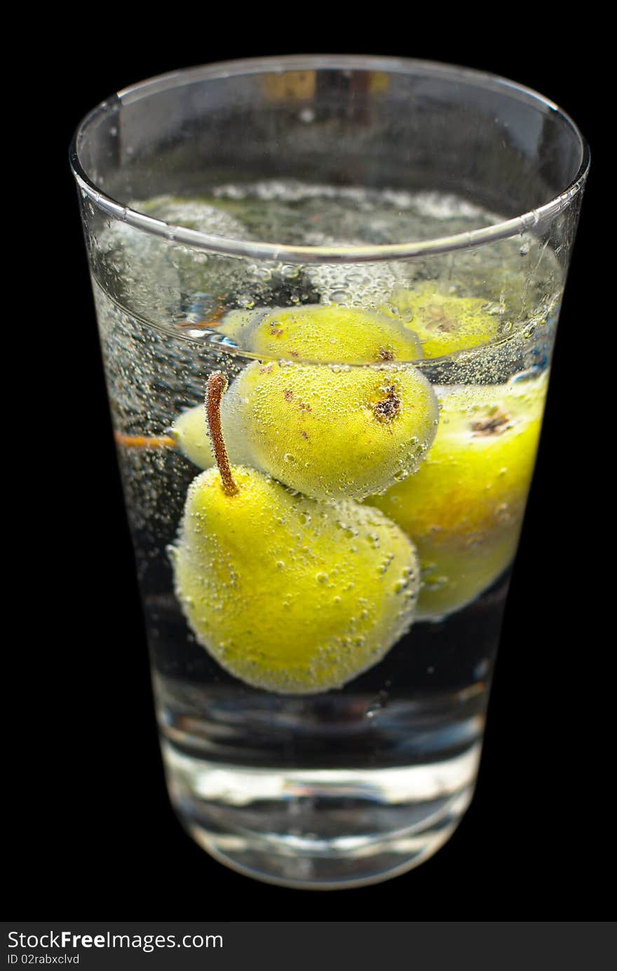 Pear fruit in glass