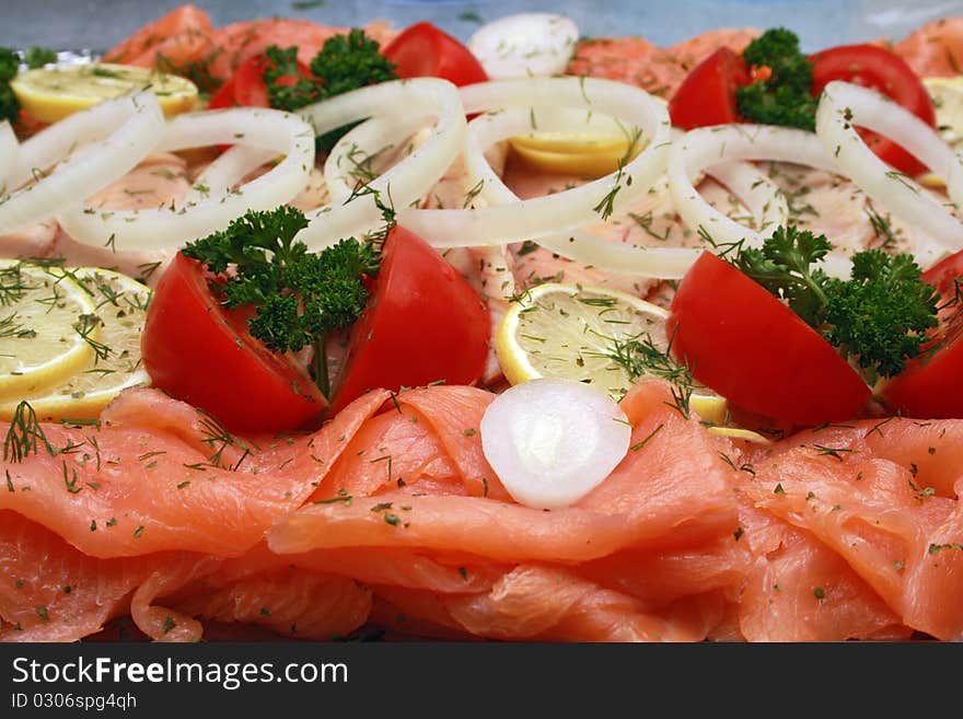 Fish platter on a cold buffet