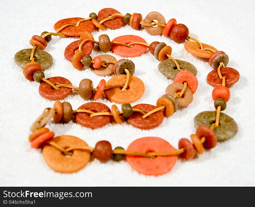 Original female beads from polymeric hand-worked clay