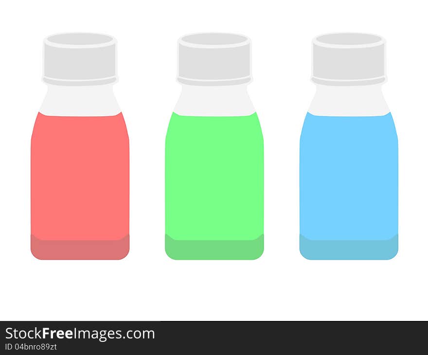 Illustration of colored liquid bottle. Illustration of colored liquid bottle