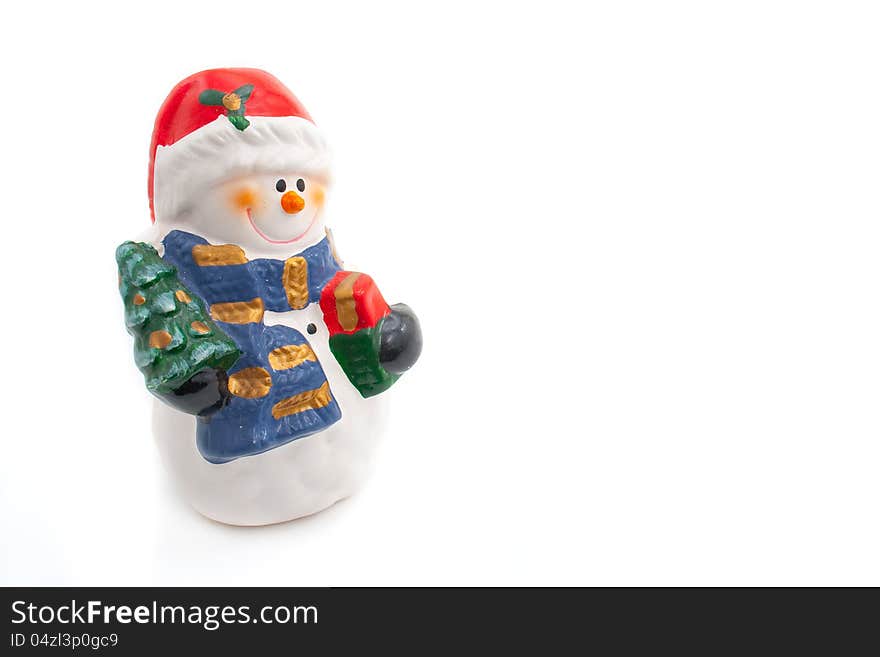 Closeup of a snowman figurine white. Closeup of a snowman figurine white