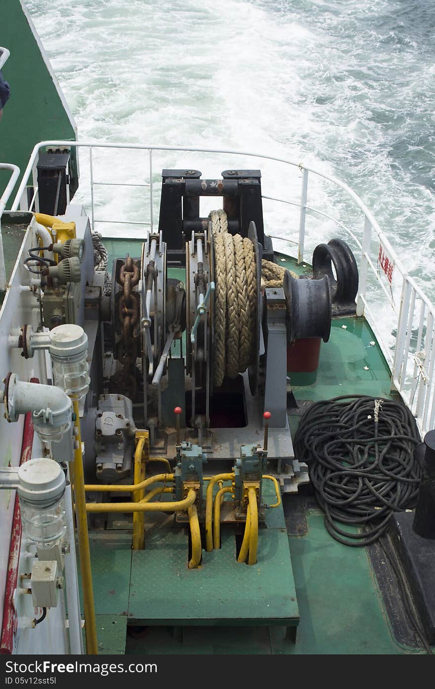 One is traveling ship, boat ropes closeup. One is traveling ship, boat ropes closeup