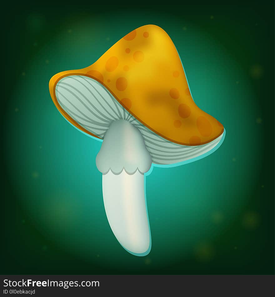 Vector mushroom with yellow cap. Isolated elements. Perfect for game icon or other design works. Vector mushroom with yellow cap. Isolated elements. Perfect for game icon or other design works.