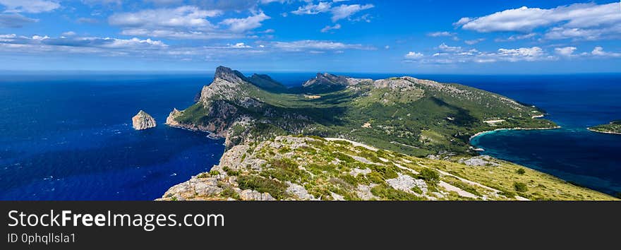 Panorama view of Cap Formentor de Mallorca, Spain - beautiful coast