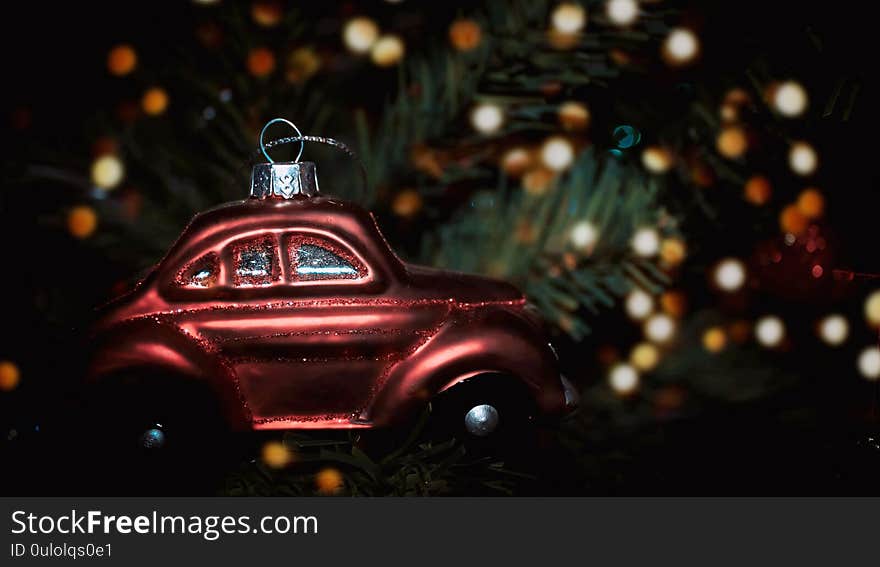 Christmas toy on the Christmas tree. Christmas decorations figurines and other ornaments that decorate a Christmas tree.