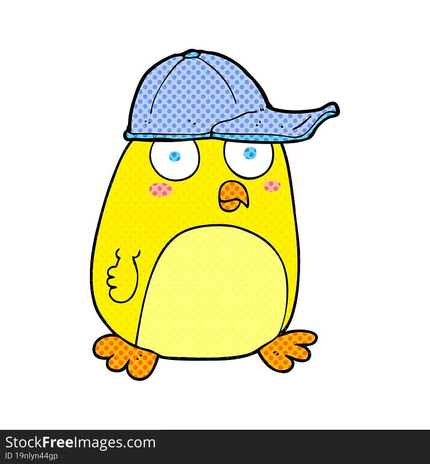 cartoon bird in cap