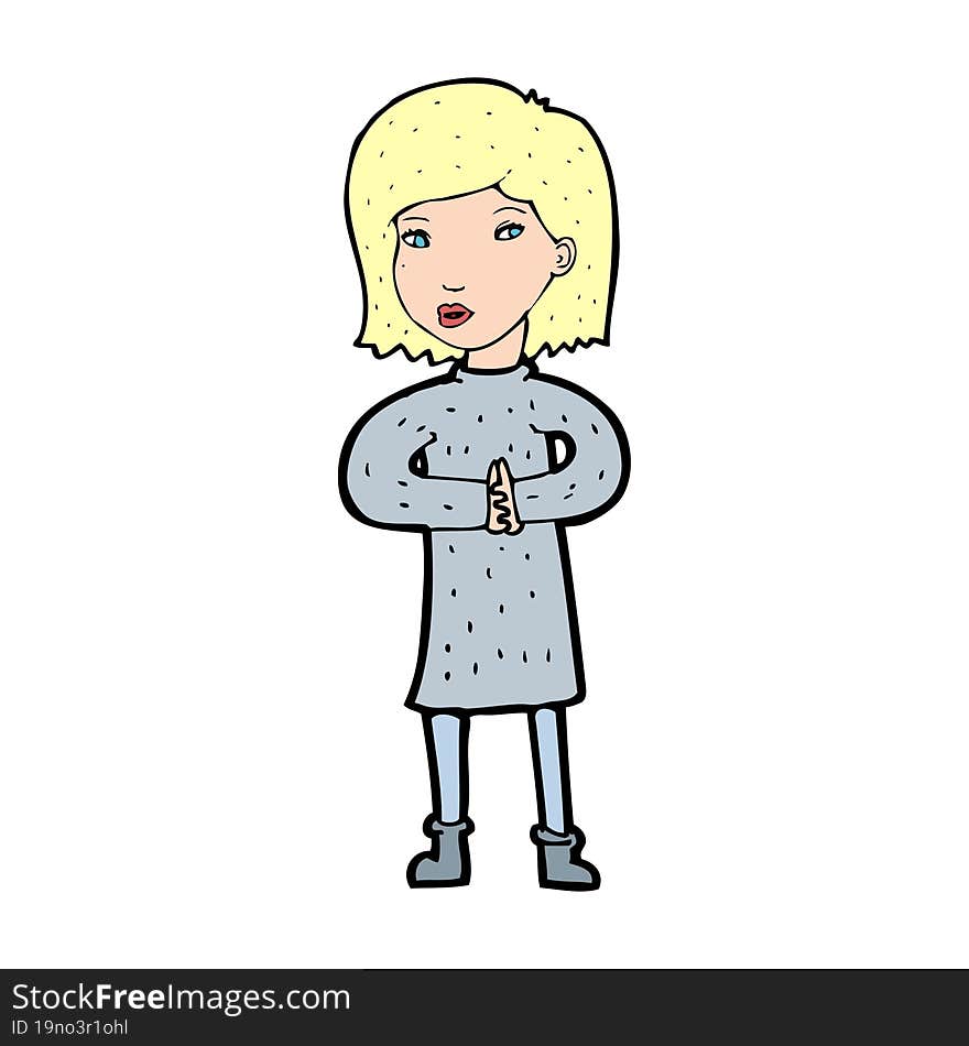 cartoon calm woman