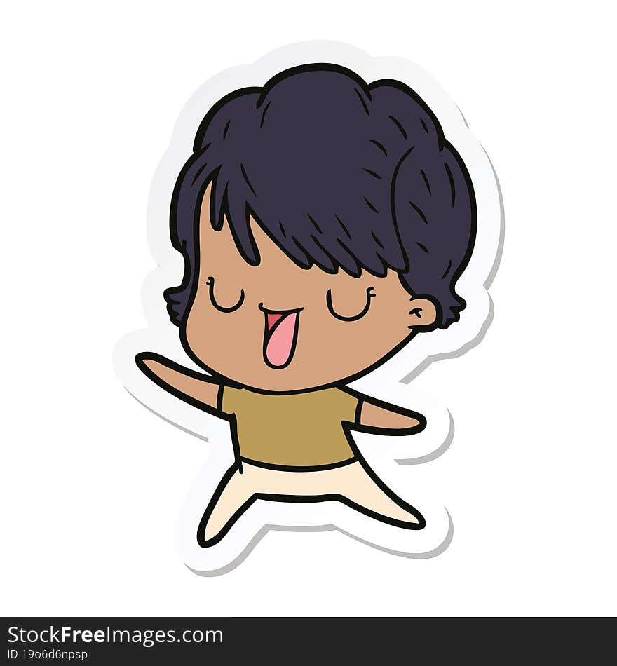 sticker of a cartoon woman talking