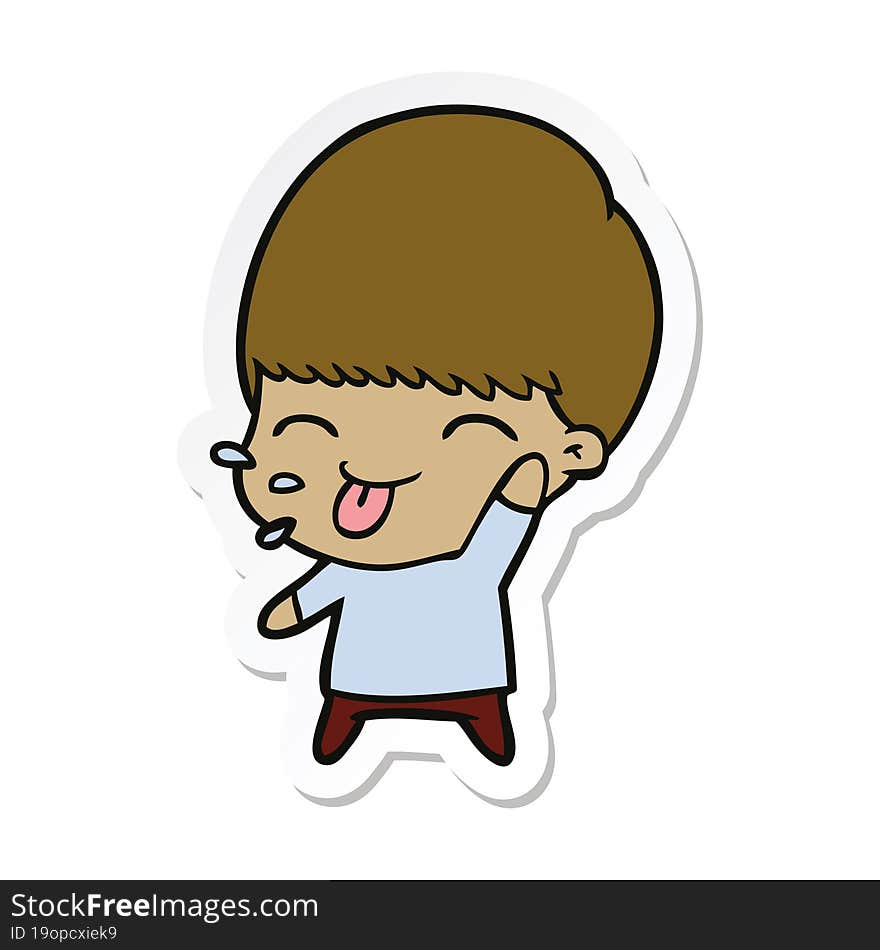 sticker of a cartoon calm boy