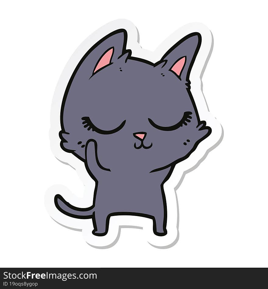 sticker of a calm cartoon cat