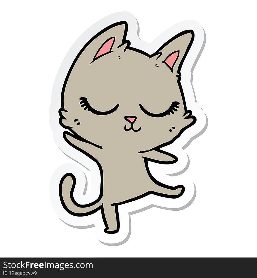 sticker of a calm cartoon cat