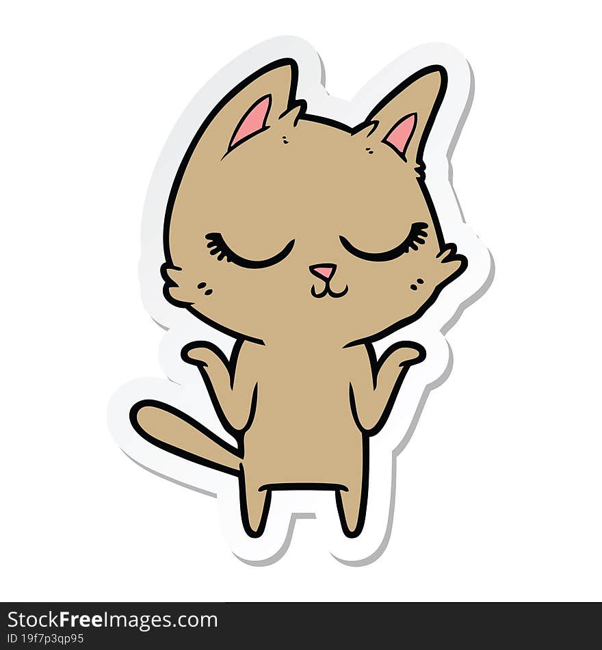 sticker of a calm cartoon cat