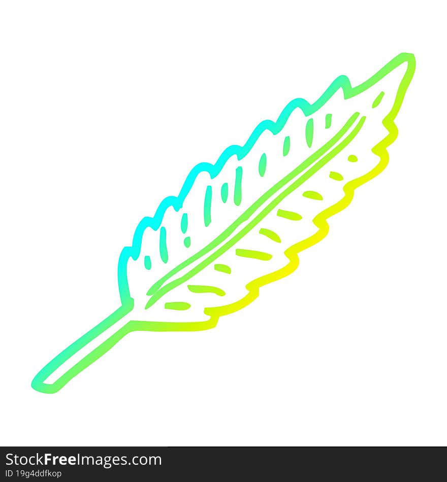 cold gradient line drawing of a cartoon of a white feather. cold gradient line drawing of a cartoon of a white feather