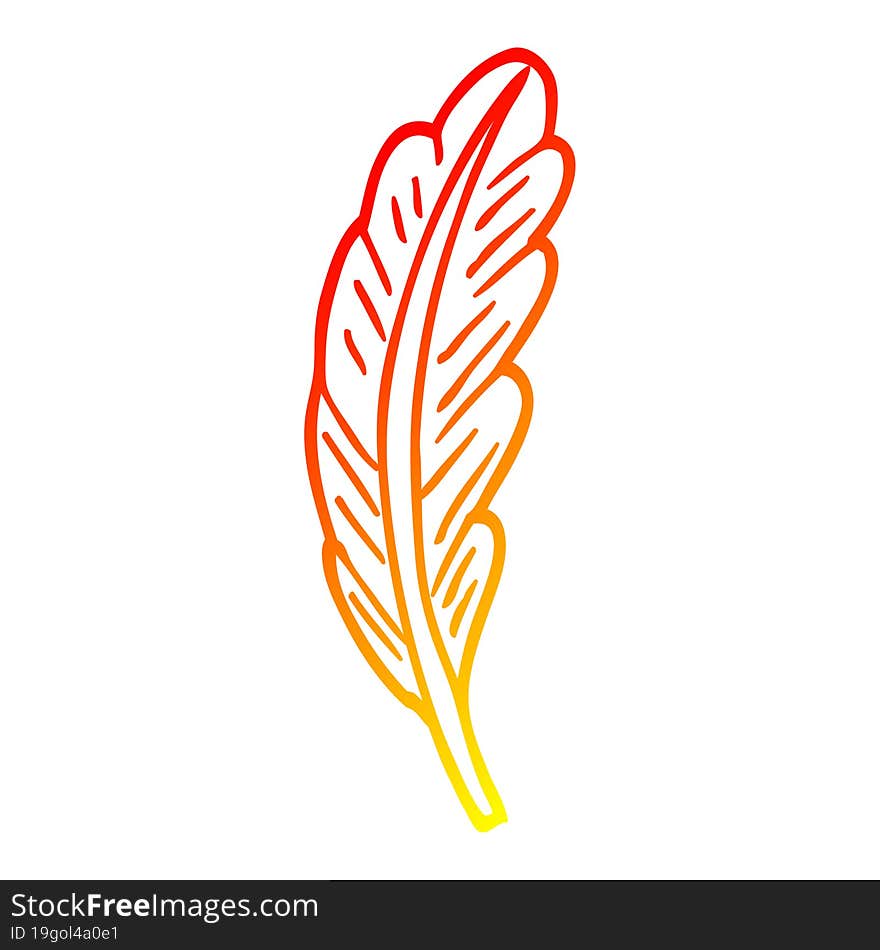 warm gradient line drawing of a cartoon white feather