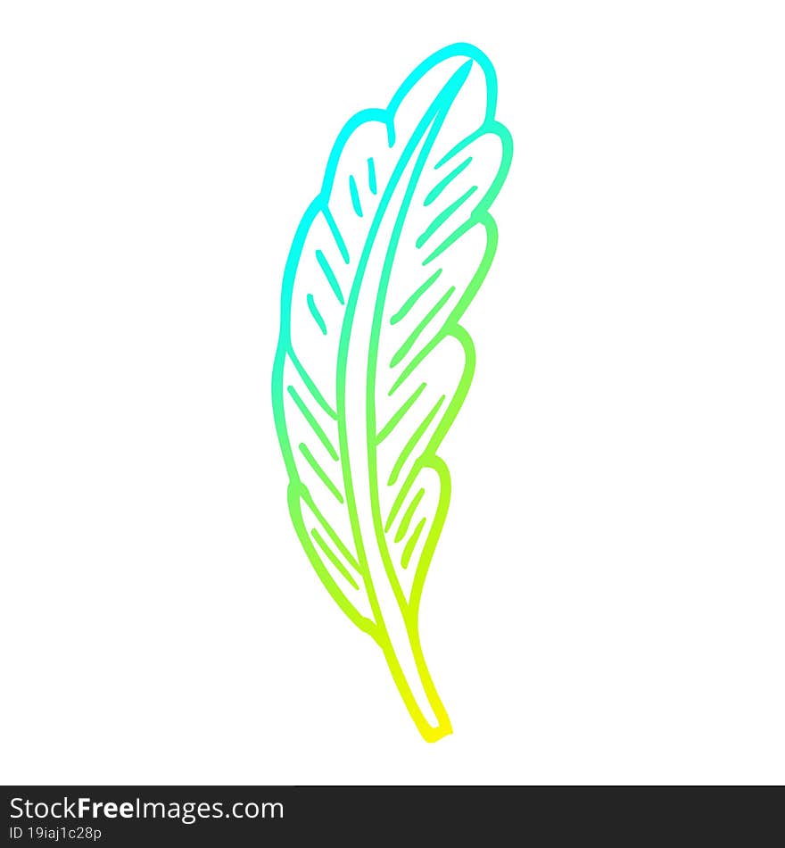 cold gradient line drawing of a cartoon white feather