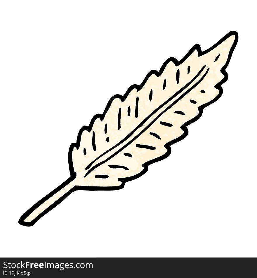 grunge textured illustration cartoon of a white feather