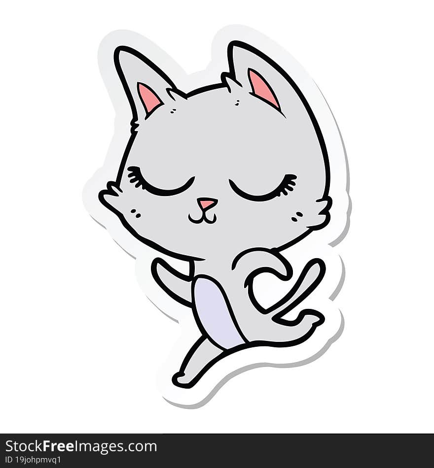 sticker of a calm cartoon cat