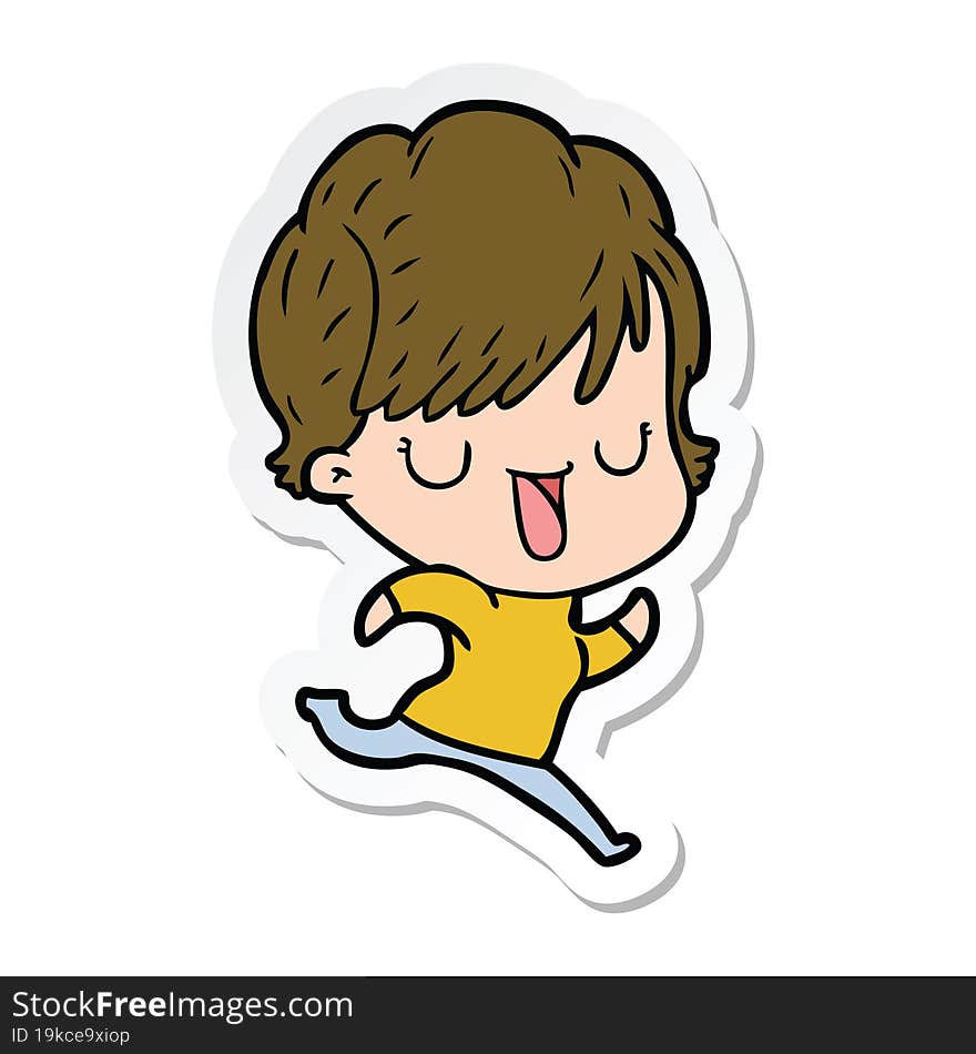 sticker of a cartoon woman talking